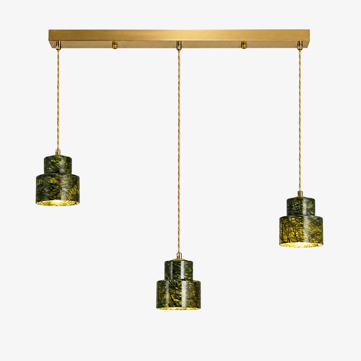 Green Jade 3-Light Linear Pendant Light