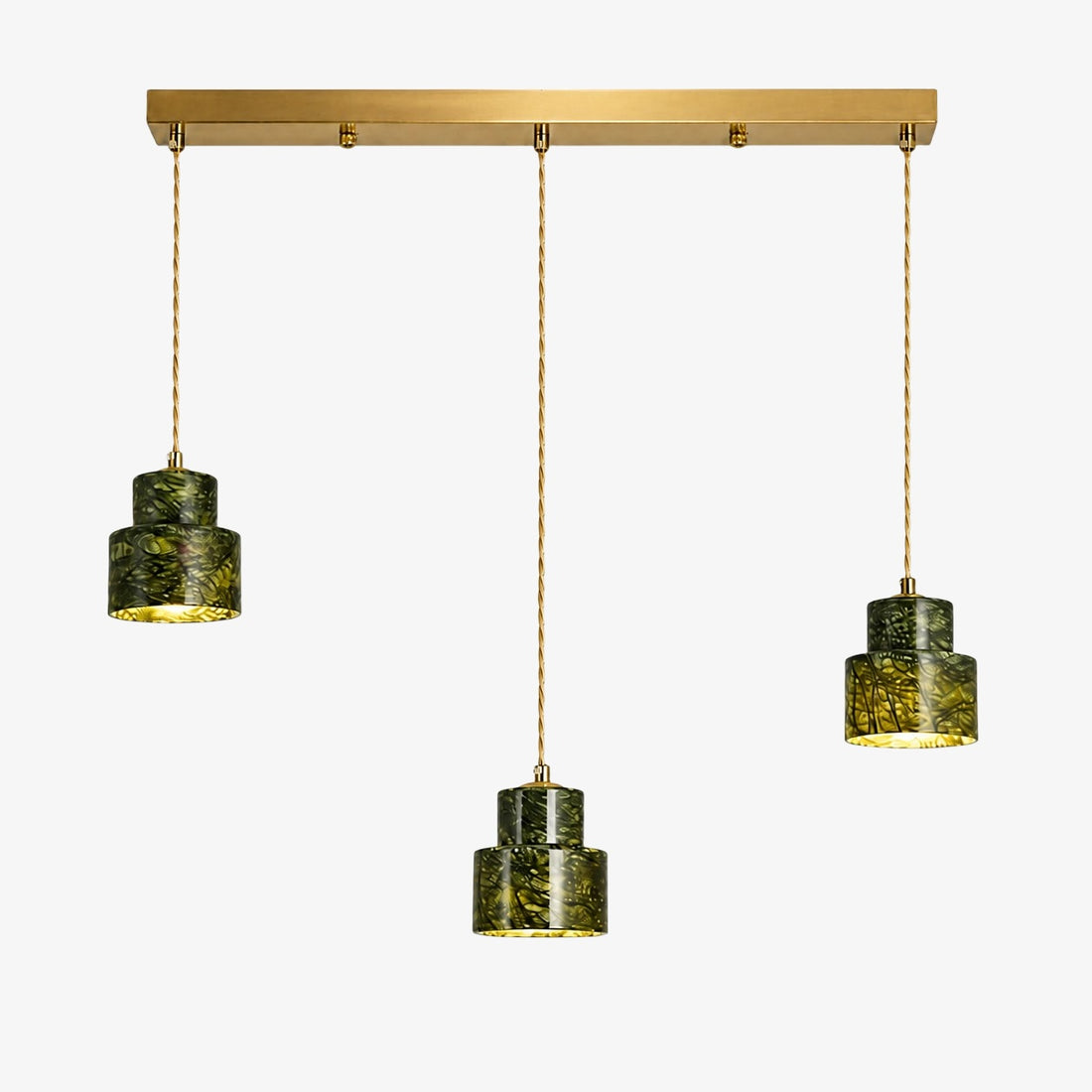 Green Jade 3-Light Linear Pendant Light