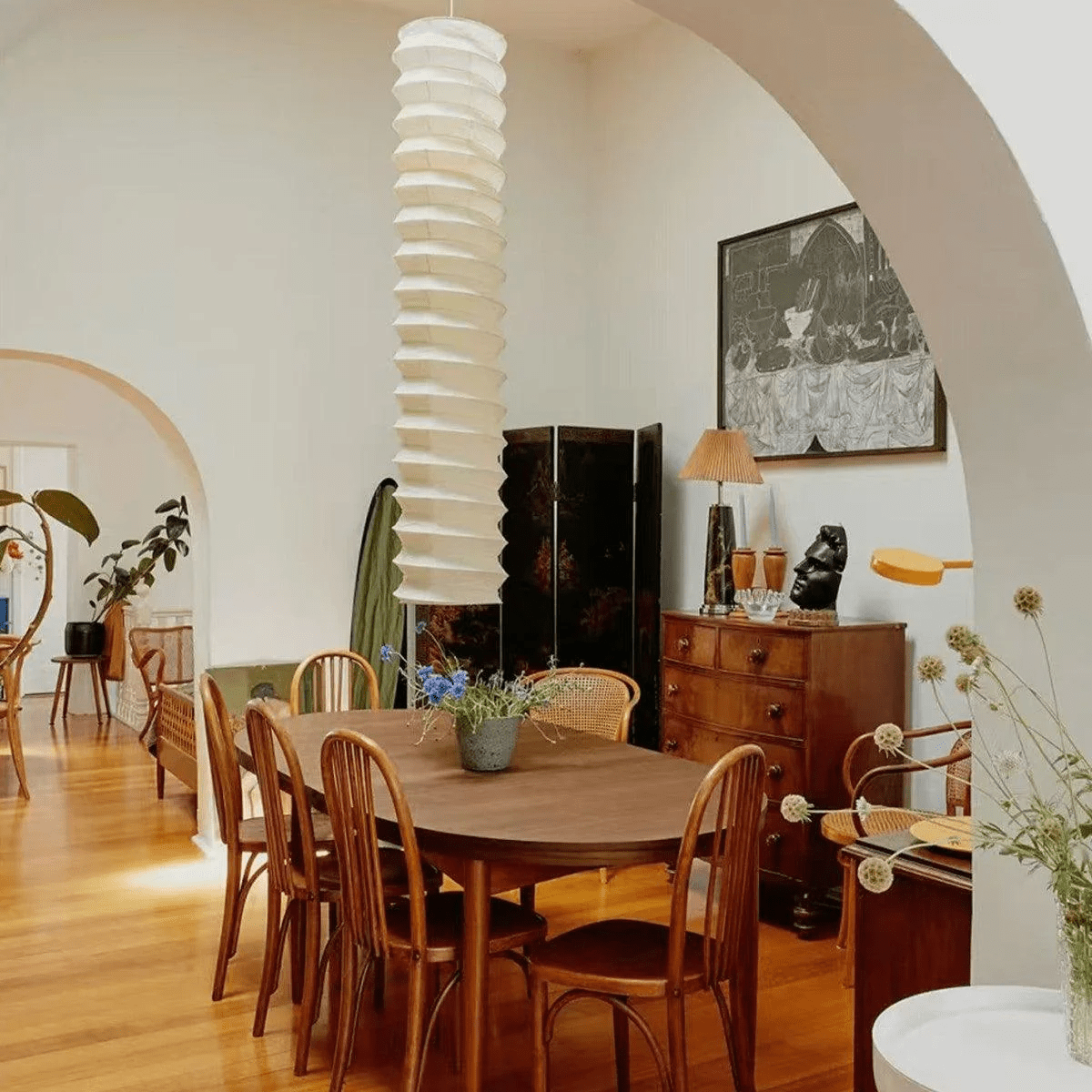 Washi Paper Pendant Lamp - Round Soft Glow for Minimalist Interiors