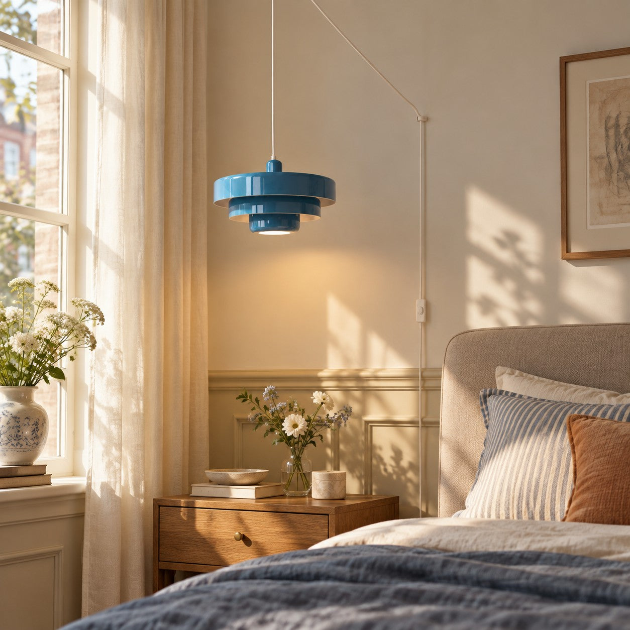 Retro Bauhaus Plug-In Pendant Light