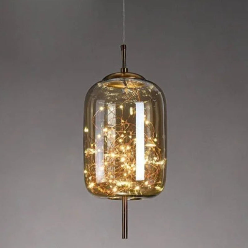 Scandinavian Star Amber Cylinder Pendant Light