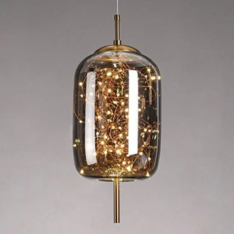 Scandinavian Star Amber Cylinder Pendant Light