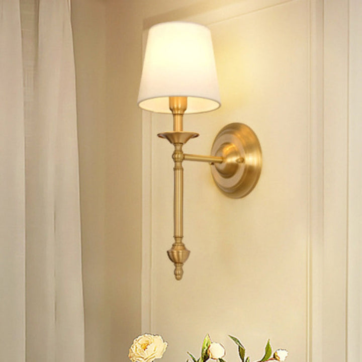 Vintage Luxus Kupfer Stoff Wandlampe
