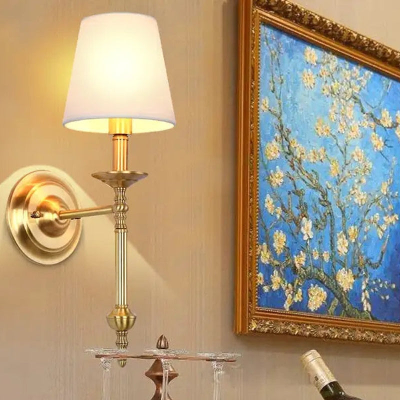 Vintage Luxury Copper Fabric Wall Lamp