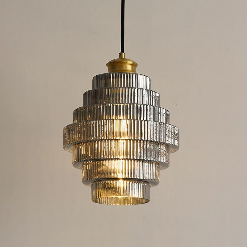Vintage Striped Bottle Glass Timeless Pendant Light