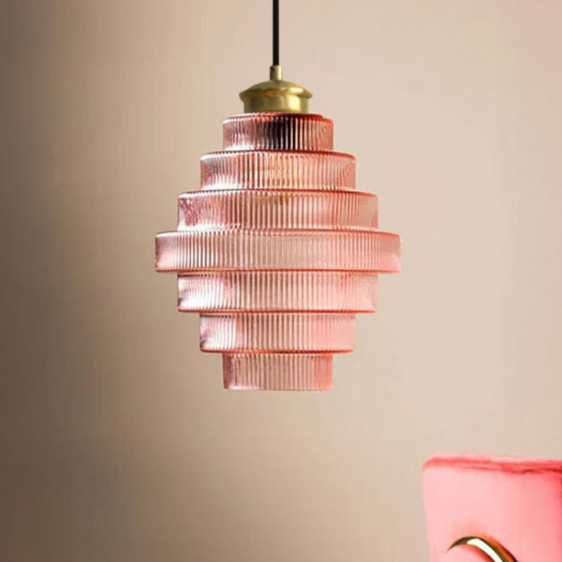 Vintage Striped Bottle Glass Timeless Pendant Light