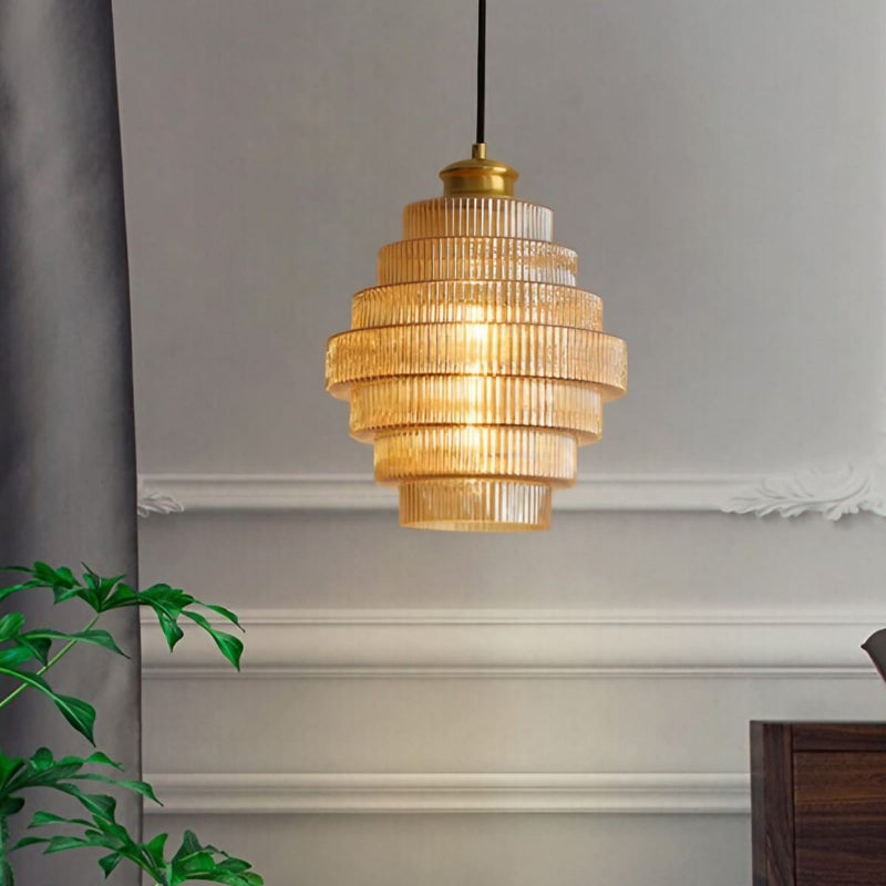 Vintage Striped Bottle Glass Timeless Pendant Light