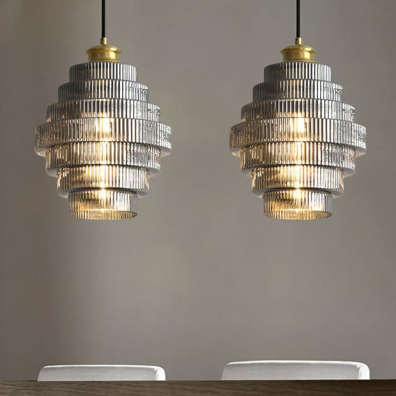 Vintage Striped Bottle Glass Timeless Pendant Light