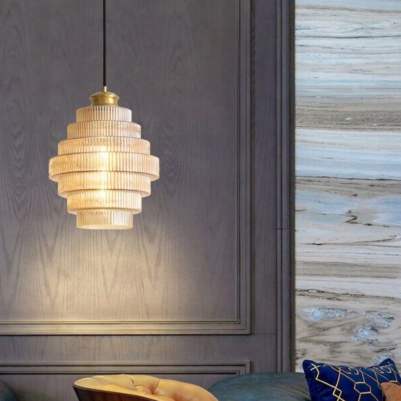 Vintage Striped Bottle Glass Timeless Pendant Light