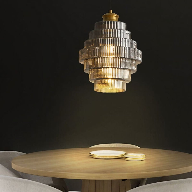 Vintage Striped Bottle Glass Timeless Pendant Light