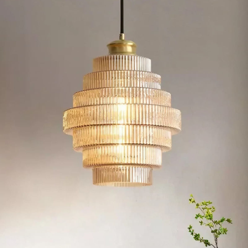Vintage Striped Bottle Glass Timeless Pendant Light