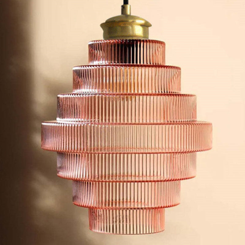 Vintage Striped Bottle Glass Timeless Pendant Light