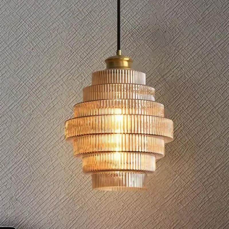 Vintage Striped Bottle Glass Timeless Pendant Light