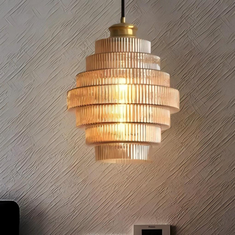 Vintage Striped Bottle Glass Timeless Pendant Light