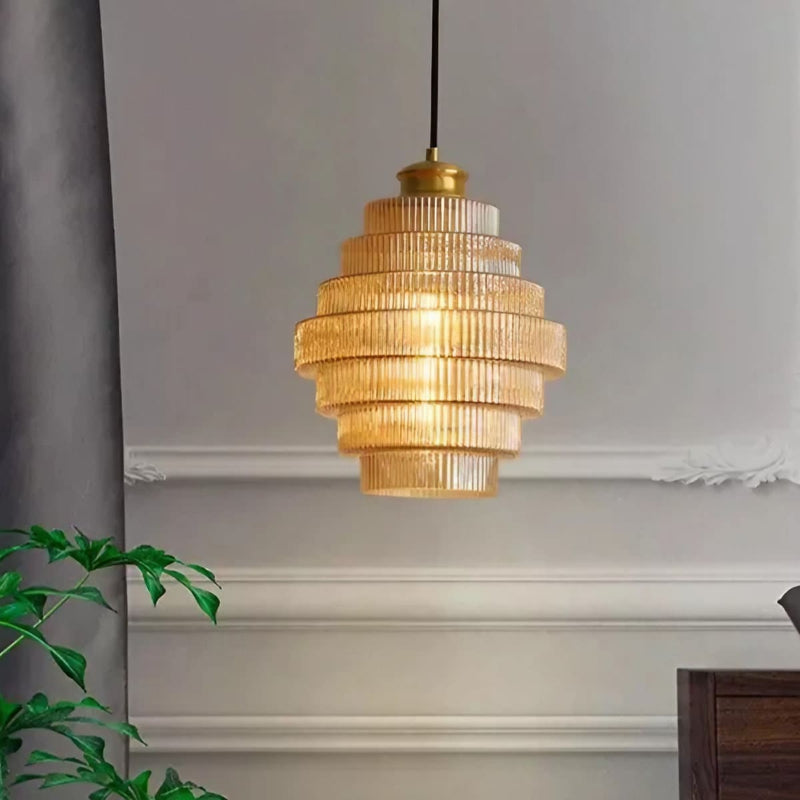 Vintage Striped Bottle Glass Timeless Pendant Light