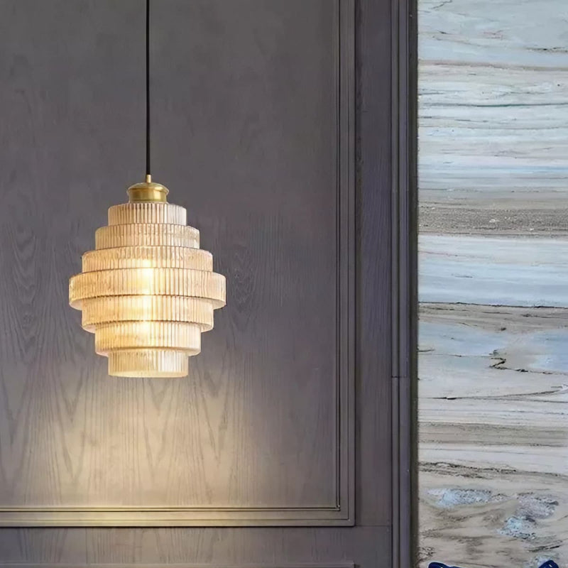 Vintage Striped Bottle Glass Timeless Pendant Light