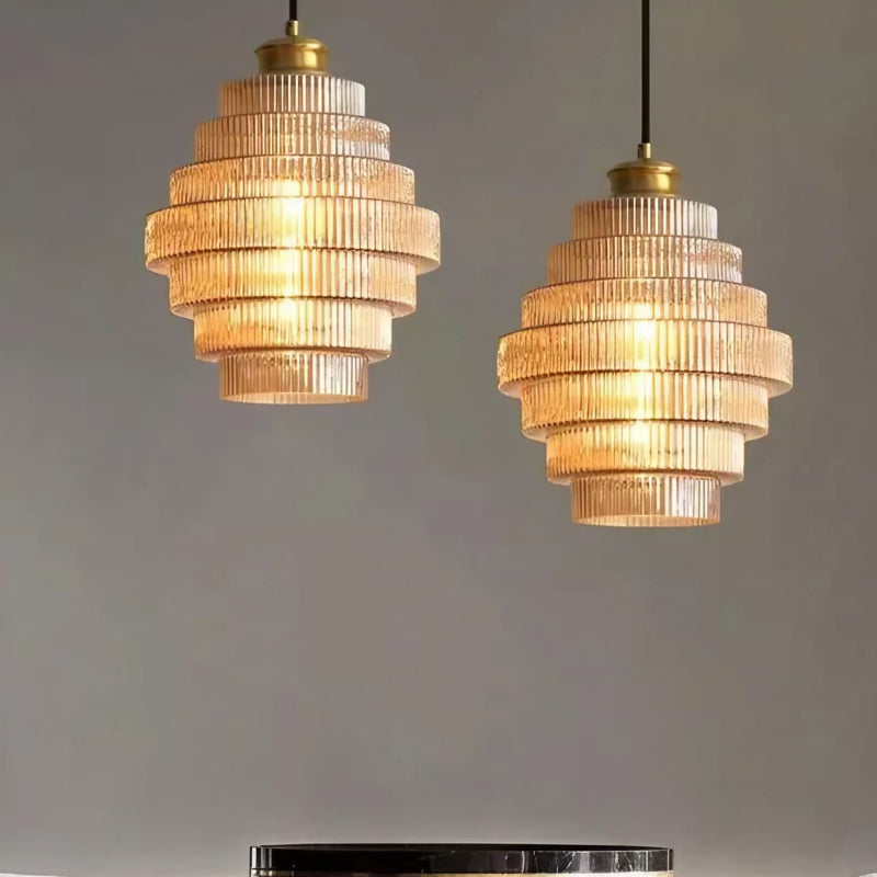 Vintage Striped Bottle Glass Timeless Pendant Light