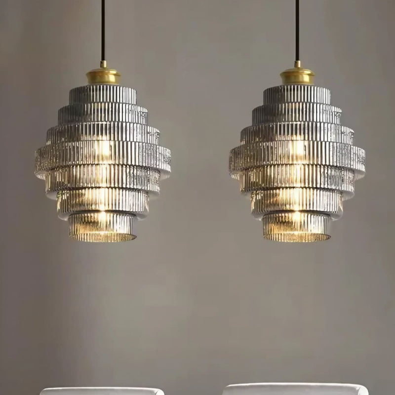 Vintage Striped Bottle Glass Timeless Pendant Light