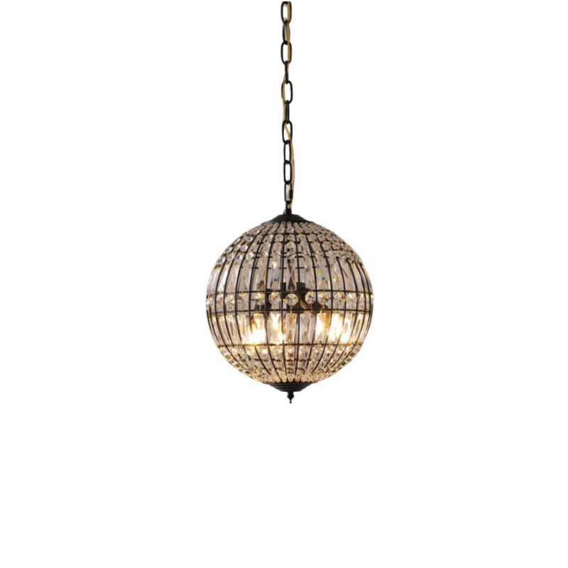 Kronleuchter aus Messing im mittelalterlichen Design mit Kugelkristall