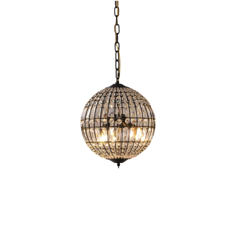 Kronleuchter aus Messing im mittelalterlichen Design mit Kugelkristall