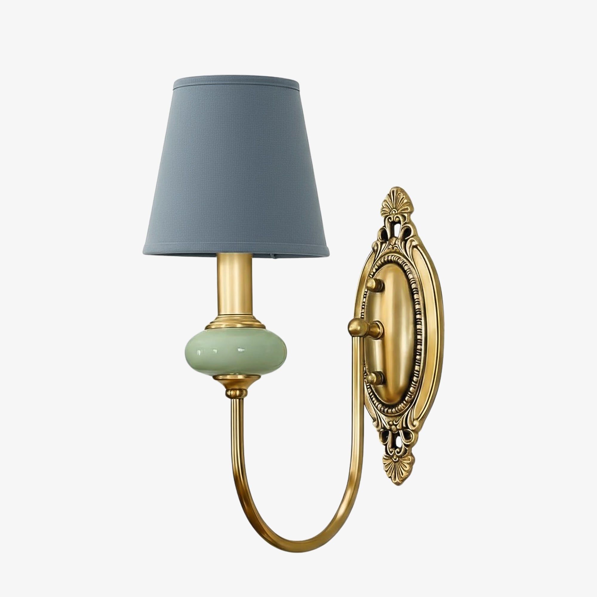 Rowanea Ceramic Wall Sconce with Fabric Shade and Metal Finish - Farmhouse Modern Hallway Light