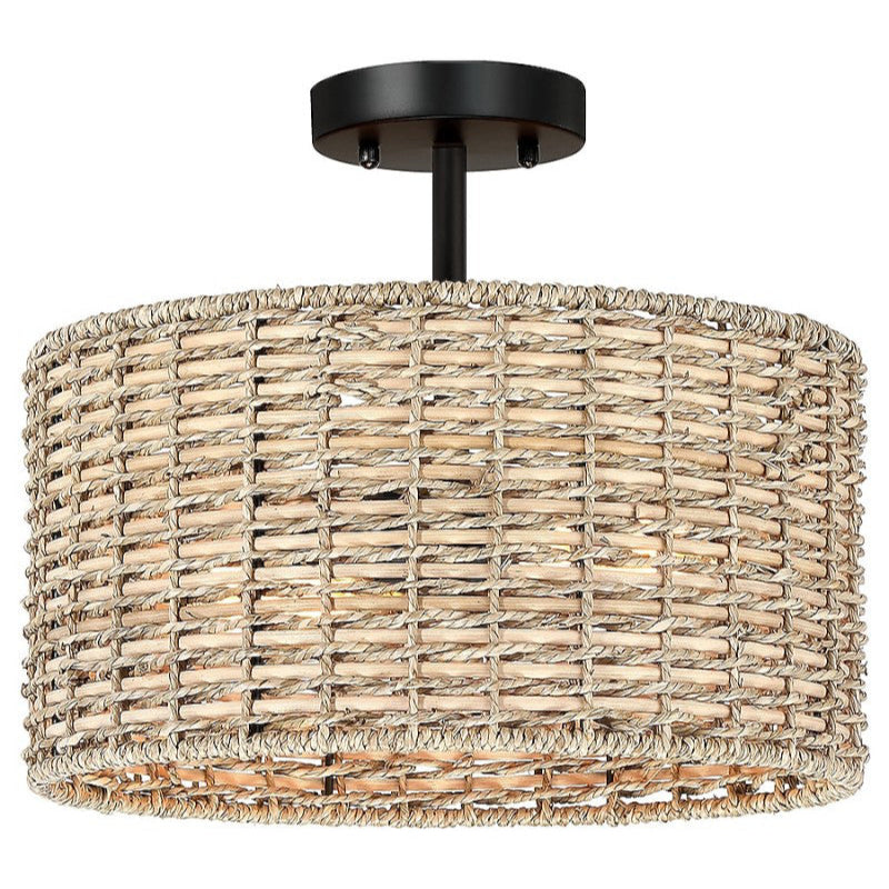 Rattan 2-Light Handwoven Classic Ceiling Light