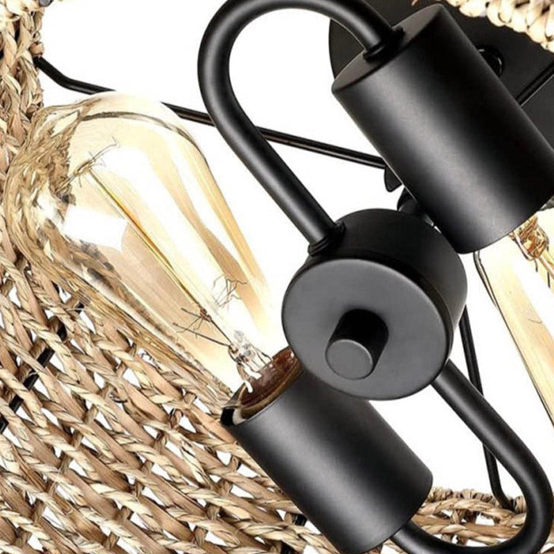 Rattan 2-Light Handwoven Classic Ceiling Light