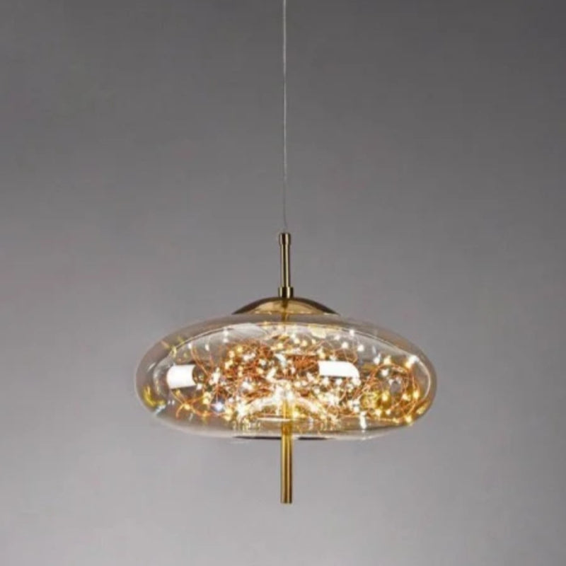 Scandinavian Star Amber Cylinder Pendant Light