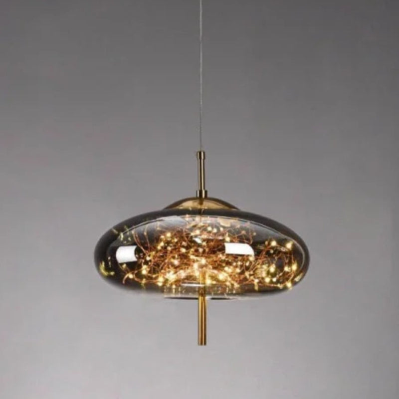 Scandinavian Star Amber Cylinder Pendant Light