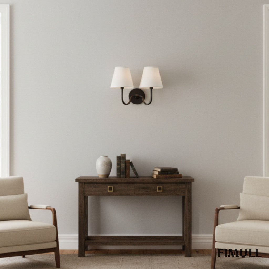 Luvora Vintage Pleated Shade Wall Lamp - Modern Brass Linen Wall Lighting