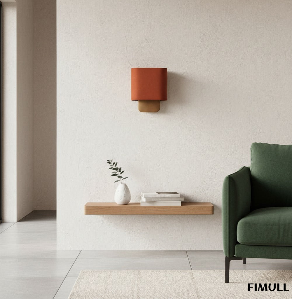 Nolvara Wandleuchte mit Stoffschirm – Minimalistische Metallleuchte für Schlafzimmer und Flur