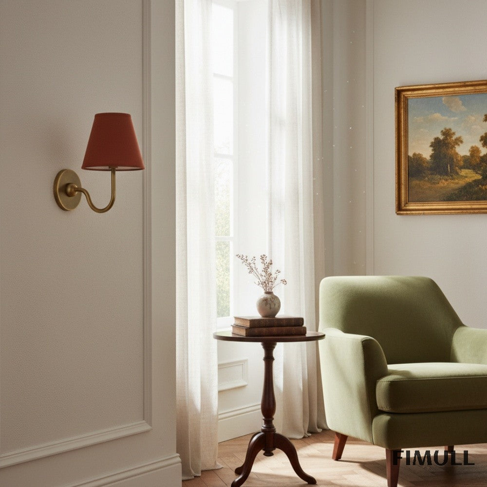 Luvora Vintage Pleated Shade Wall Lamp - Modern Brass Linen Wall Lighting