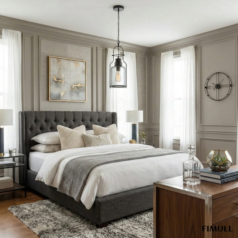 Lirra Antique Glass Jar Pendant Light - Industrial Metal Hanging Light for Kitchen Island or Bar