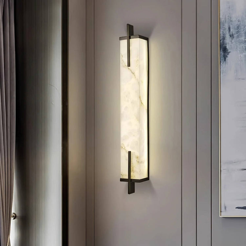 Luxury Rectangle Alabaster Long Wall Lamp