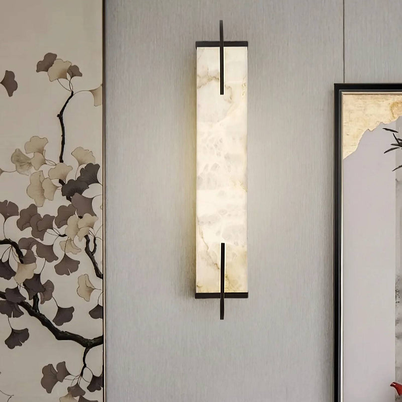 Luxury Rectangle Alabaster Long Wall Lamp