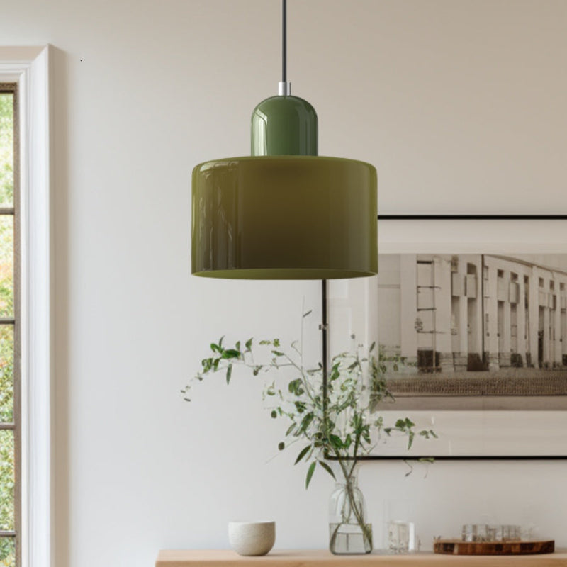 Morandi Style Glass Cylinder Pendant Light