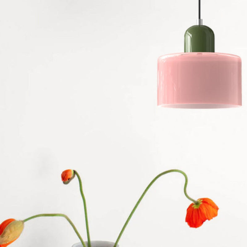 Morandi Style Glass Cylinder Pendant Light