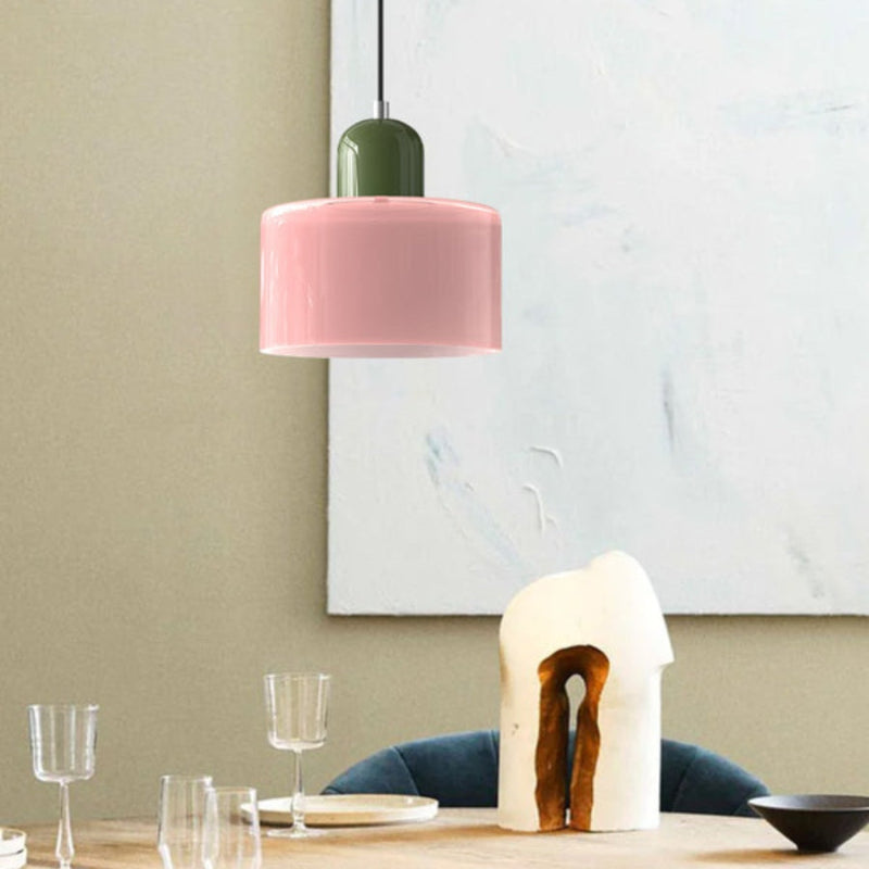 Morandi Style Glass Cylinder Pendant Light