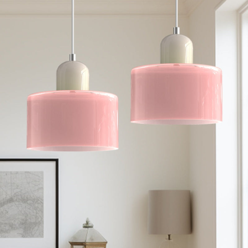 Morandi Style Glass Cylinder Pendant Light