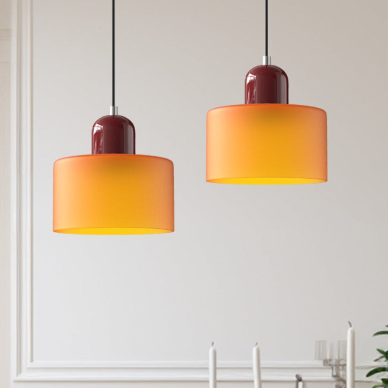 Morandi Style Glass Cylinder Pendant Light