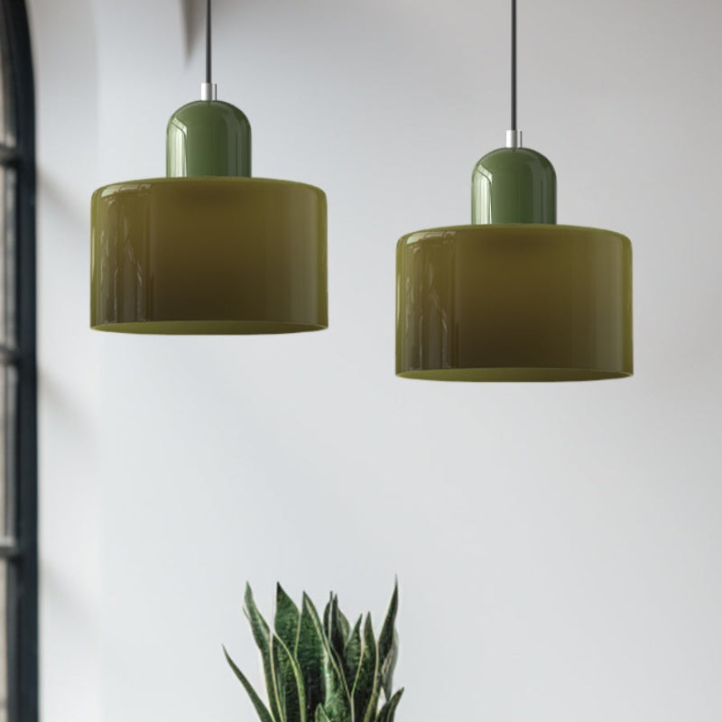 Morandi Style Glass Cylinder Pendant Light
