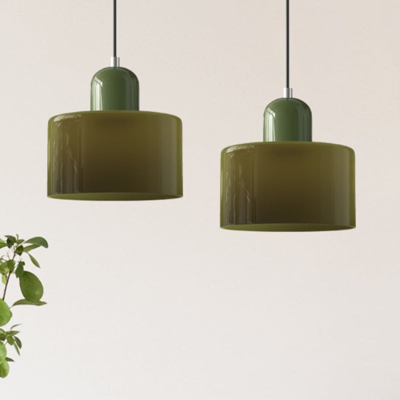 Morandi Style Glass Cylinder Pendant Light
