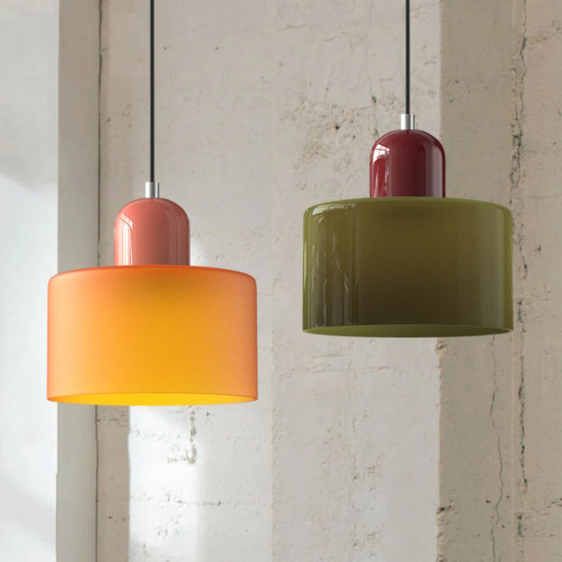 Morandi Style Glass Cylinder Pendant Light