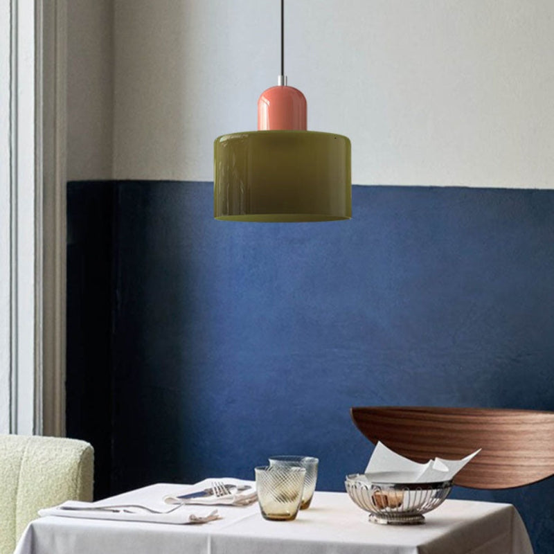 Morandi Style Glass Cylinder Pendant Light