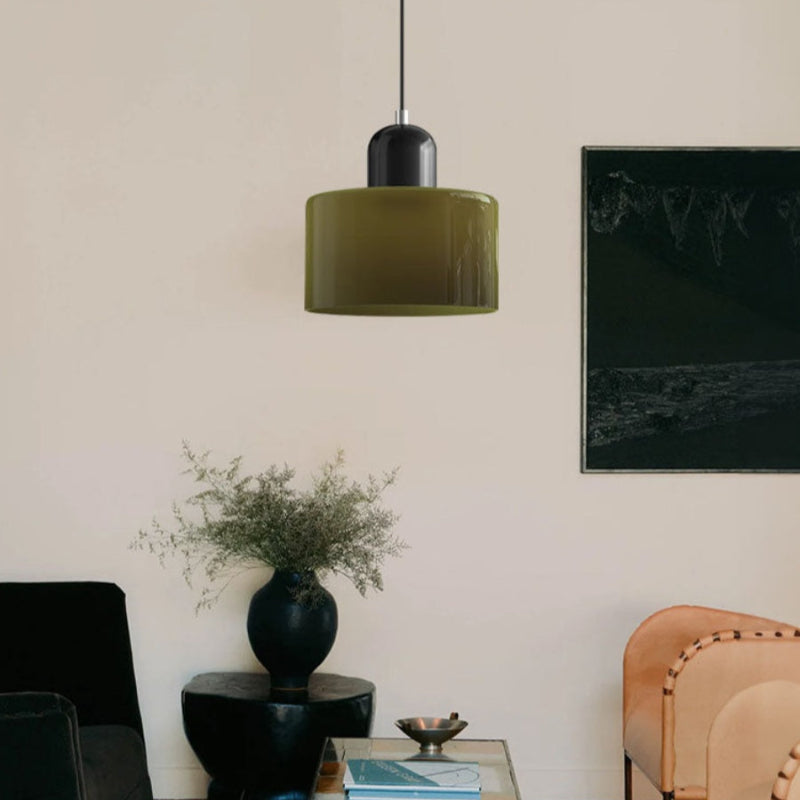 Morandi Style Glass Cylinder Pendant Light