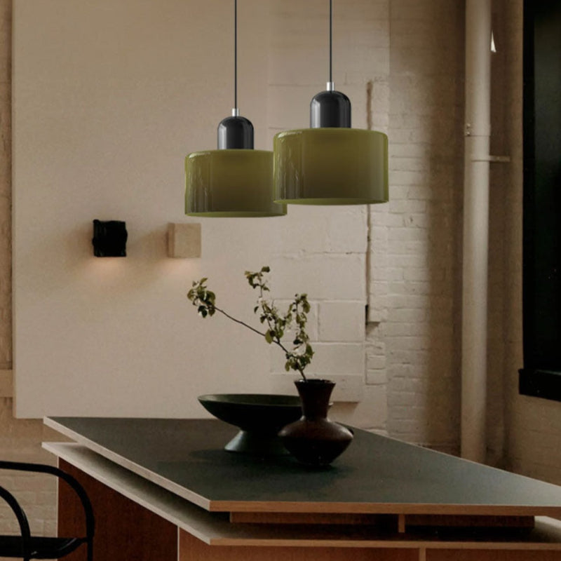 Morandi Style Glass Cylinder Pendant Light