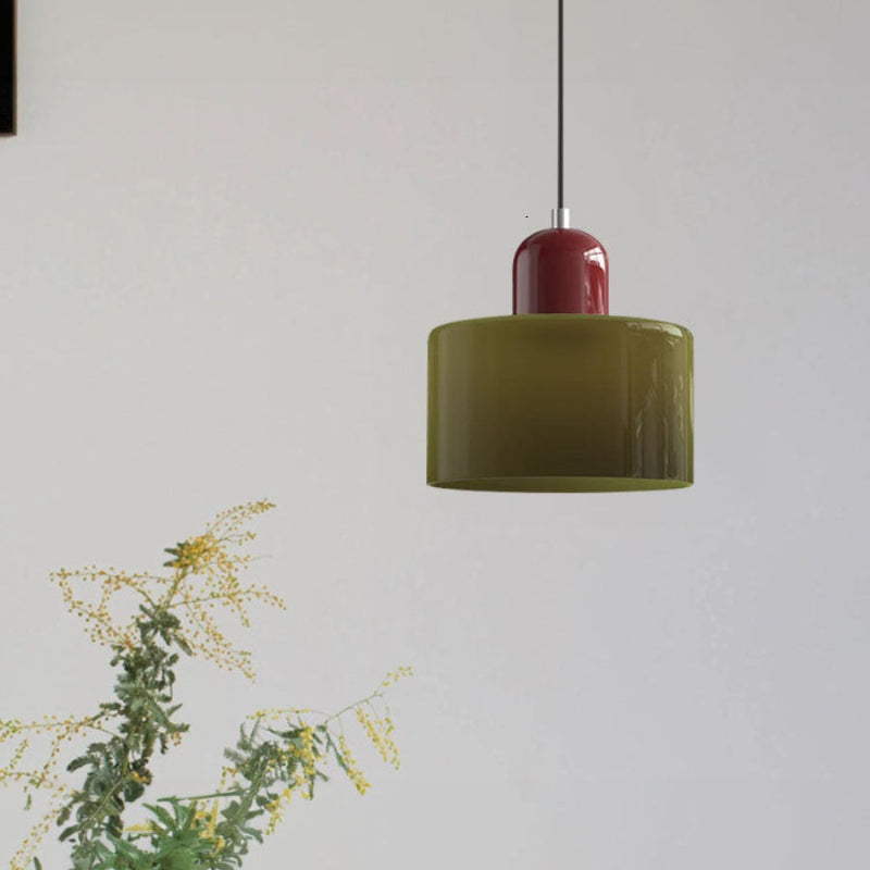 Morandi Style Glass Cylinder Pendant Light