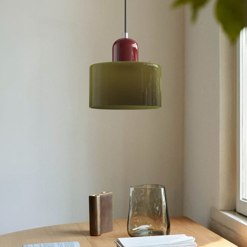 Morandi Style Glass Cylinder Pendant Light