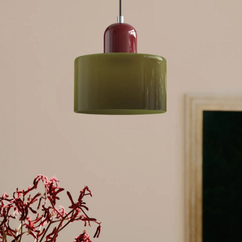 Morandi Style Glass Cylinder Pendant Light