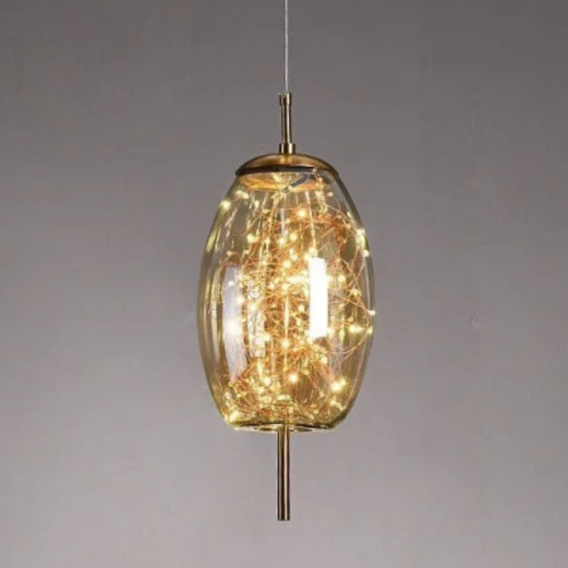 Scandinavian Star Amber Cylinder Pendant Light